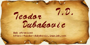 Teodor Dubaković vizit kartica